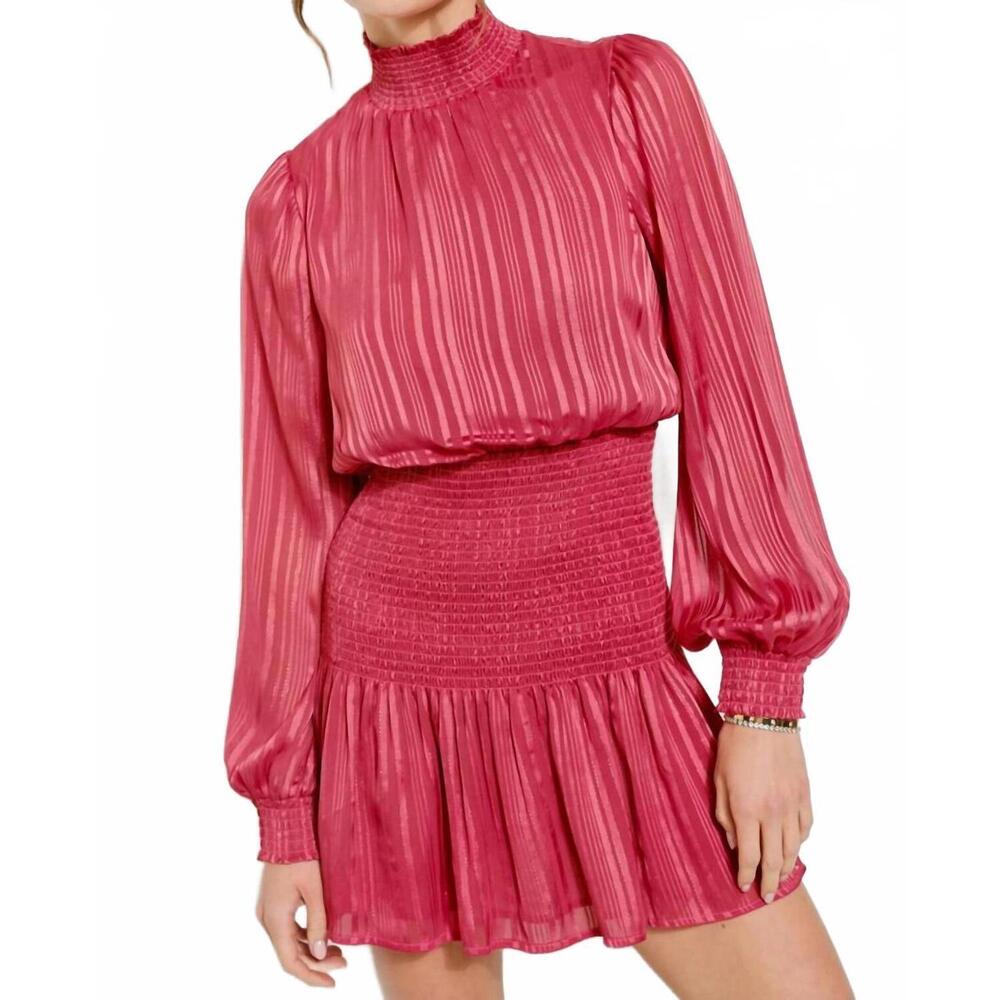 NEW INA FASHION lurex stripe mini dress in rose